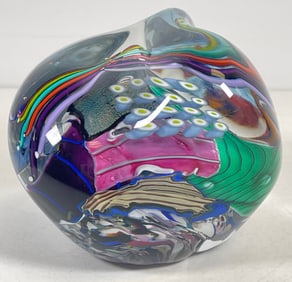 Peter Ridabock (American, b. 1955) Abstract Art Glass Paperweight