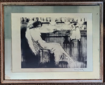 Louis Icart Lithograph Martini Time Woman w/ Dogs at the Bar