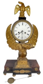 French Empire Carved & Gilded Eagle Shelf Clock