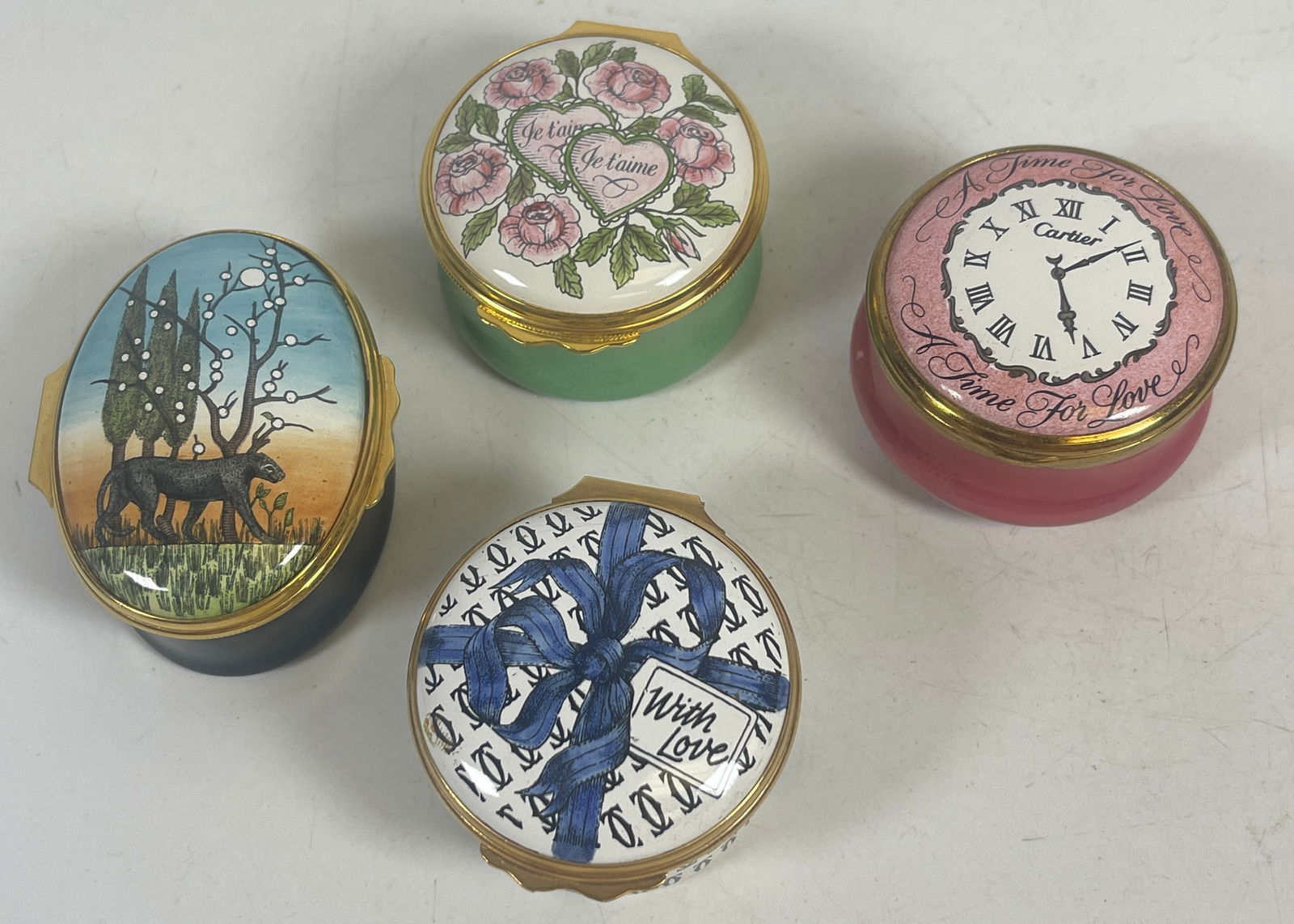 Lot of 4 Cartier Enamel Trinket Boxes (1 of 2)