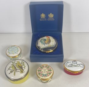 Lot of 5 Enamel Trinket Boxes