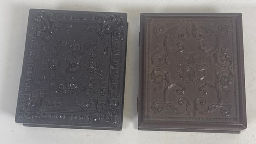 (2) 19th Century Ninth Plate Daguerrotupes in Gutta Percha Photo Cases