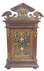 19C Walnut Neoclassical Style Table Cabinet with Mirrored Interior & Drawers
