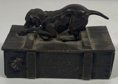 Antique Gorham Bronze Stamp / Trinket Box Hunting Dog