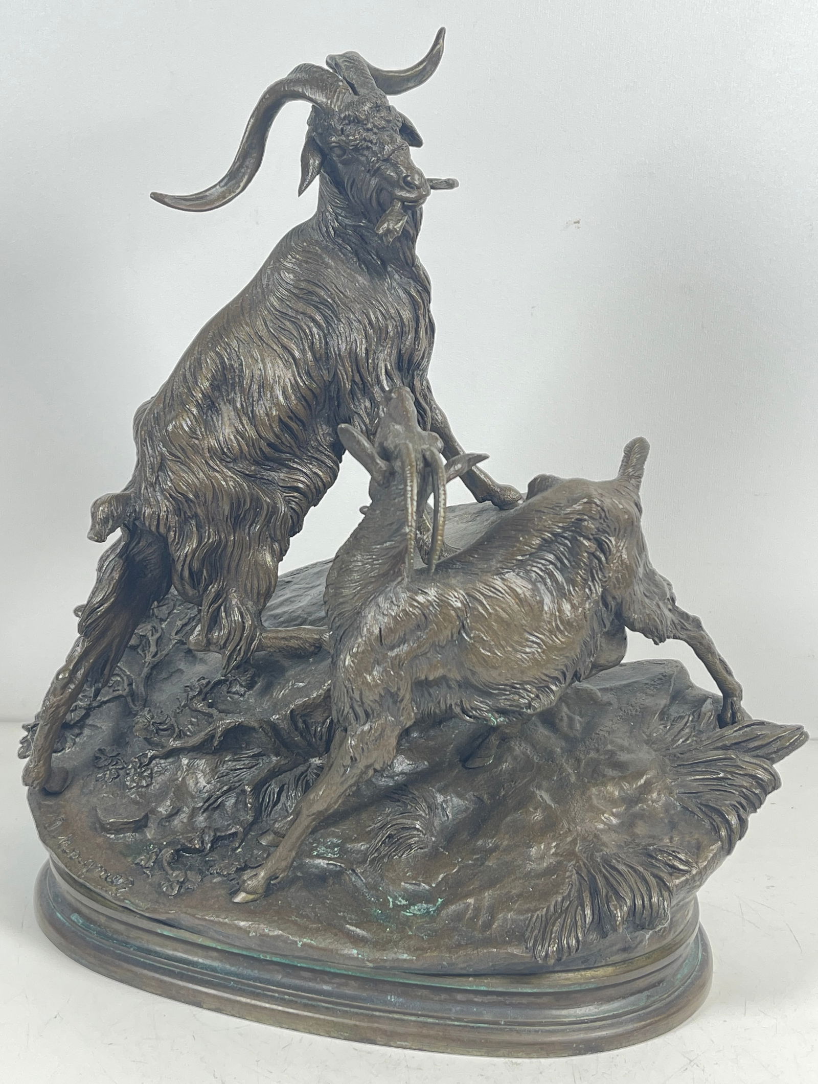 19th Century Jules Moigniez (French, 1835-1894) Mountain Goats Bronze (1 of 8)