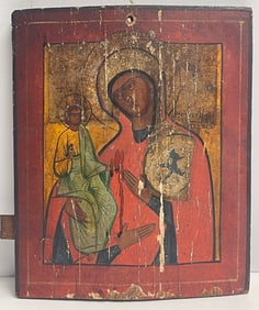 18/19 C Russian Orthodox Icon Our Lady of Tikhvin