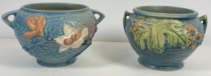Lot of 2 Roseville Art Pottery Small Jardinieres