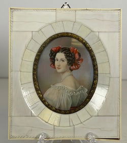 19C Portrait Miniature of Augusta Strobl Signed Stieler