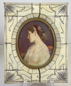 19C Portrait Miniature Signed Peloux