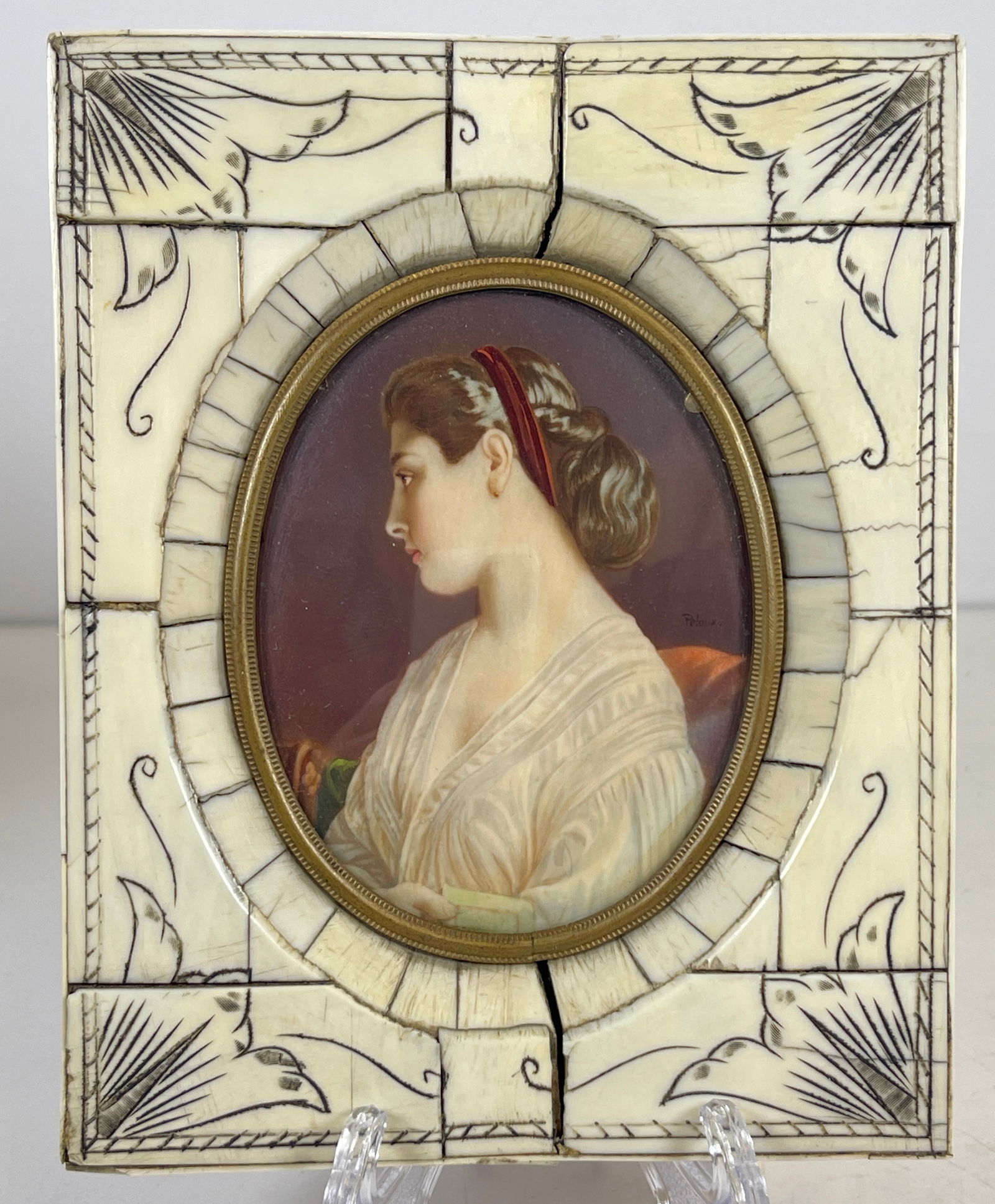 19C Portrait Miniature Signed Peloux (1 of 5)