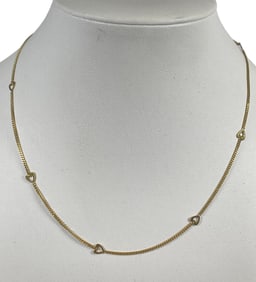 Vintage 18k Yellow Gold Heart Link Necklace
