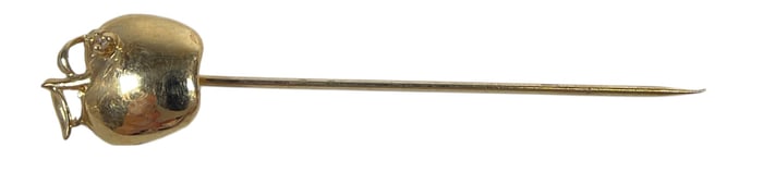 Vintage 14k Yellow Gold & Diamond Apple Stick Pin