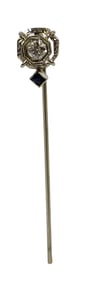 Art Deco 14k White Gold Diamond & Sapphire Stick Pin