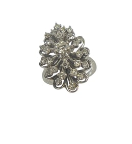 Estate 14k White Gold & Diamond Spray Ring size 5.5