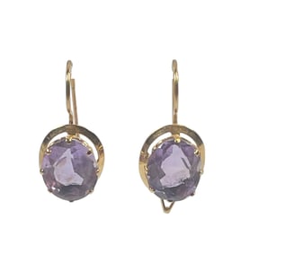 Vintage 14k Yellow Gold Purple Topaz Earrings