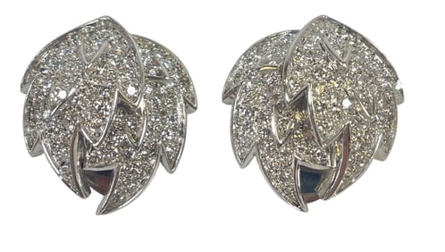 Designer 18k White Gold & 2 Carat Diamond Earrings