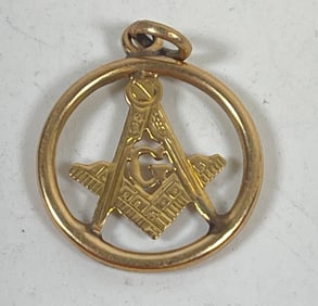 14k Yellow Gold Masonic Charm