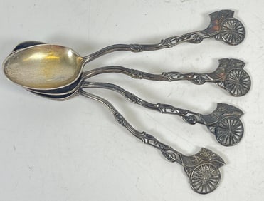 (4) 1910 Birmingham England Levi & Salaman Sterling Silver Rickshaw Spoons