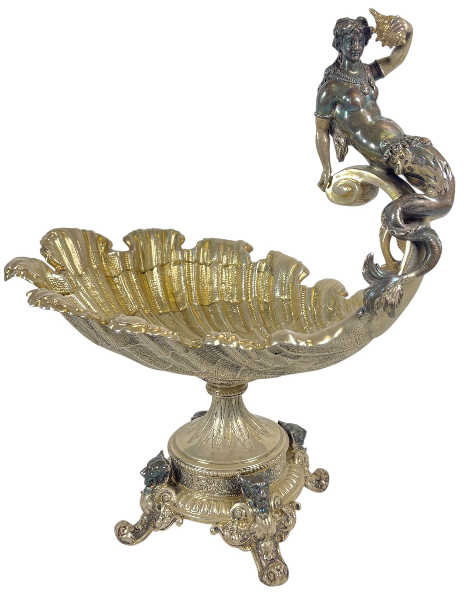 19th Century German 800 Silver Figural Centerpiece Mermaid Bruckmann (1 of 15)