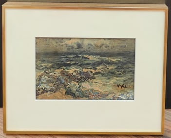 Napoleon Alekov Impasto O/C Painting Titled Black Sea