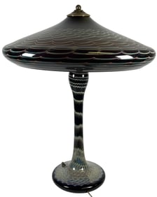 Joe Clearman Art Glass Nautilus Table Lamp with Original Tag