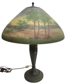 c1930 Signed Jefferson Reverse Painted Table Lamp
