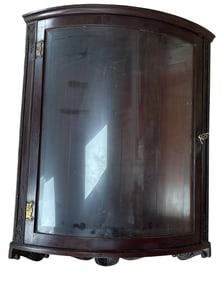 c1930 Carved Mahogany Corner Wall Hanging Cabinet