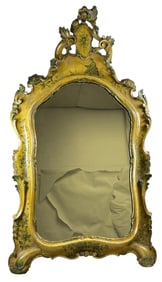 Hand Painted Carved Wood Continental Vanity Table Mirror