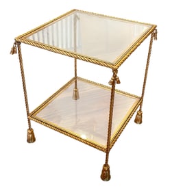 Gilded Italian Hollywood Regency Tassle Side Table