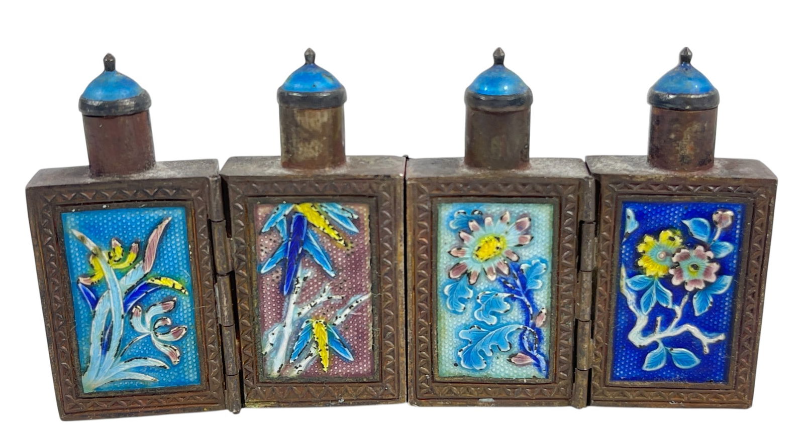 Early 20th Century Chinese Silver & Enamel Snuff Bottles (1 of 6)