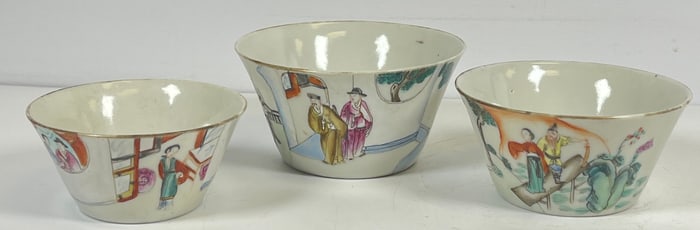 Antique (3) Chinese Qing Dynasty Nesting Bowls