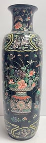 Large Antique Chinese Famille Noire Porcelain Vase