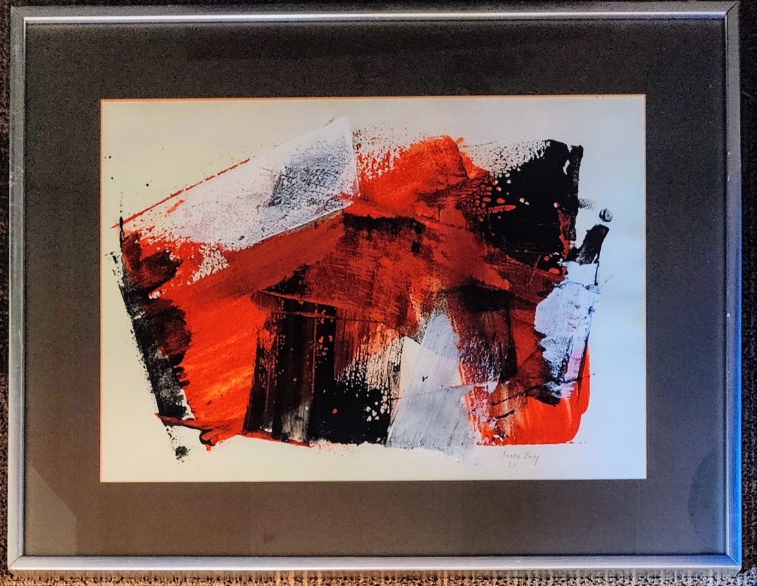 Aaron Levy Abstract Expressionist Goauche, 1963 (1 of 4)