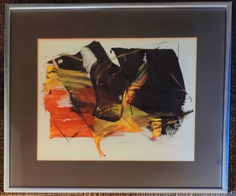 Aaron Levy Abstract Expressionist Goauche, 1962