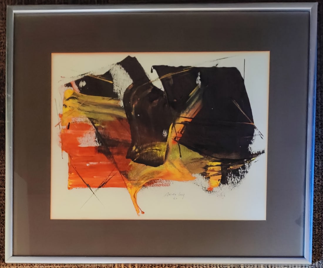 Aaron Levy Abstract Expressionist Goauche, 1962 (1 of 4)