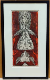 William T. Woodward Collograph Etching Titled Totem # 3