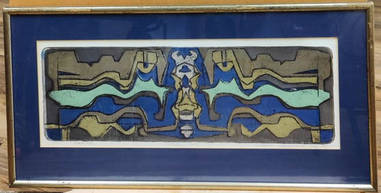William T. Woodward Collograph Etching Titled Totem # 6