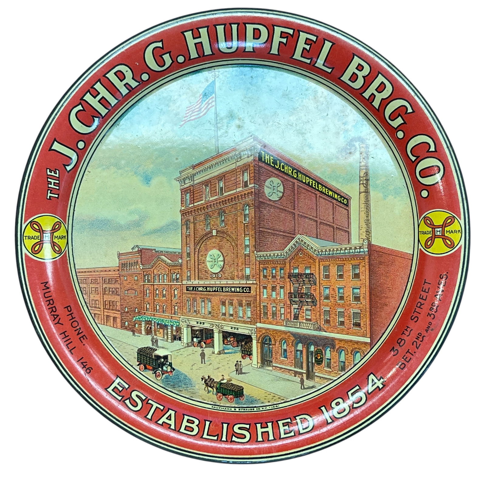 J. Chr. G. Hupfel Brewing Brewery Co Advertising Beer Tip Tray New York (1 of 4)