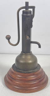 c1900 Countertop Brass Cigar Cutter: Measures 8.5 inches high, 4.75 inch diameter across the base. Overall good condition, please see all photos.