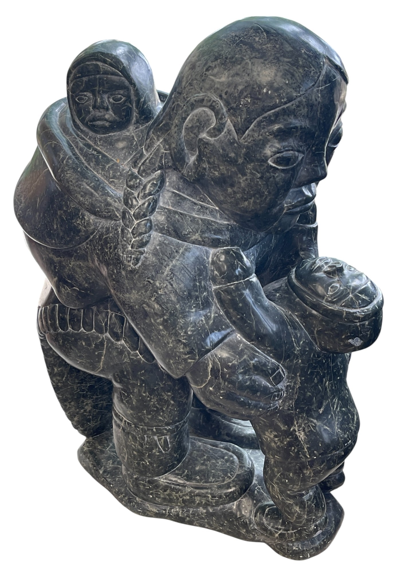 Large Inuit Soapstone Sculpture "Mother and Child" Johnny Inukpuk (1 of 8)