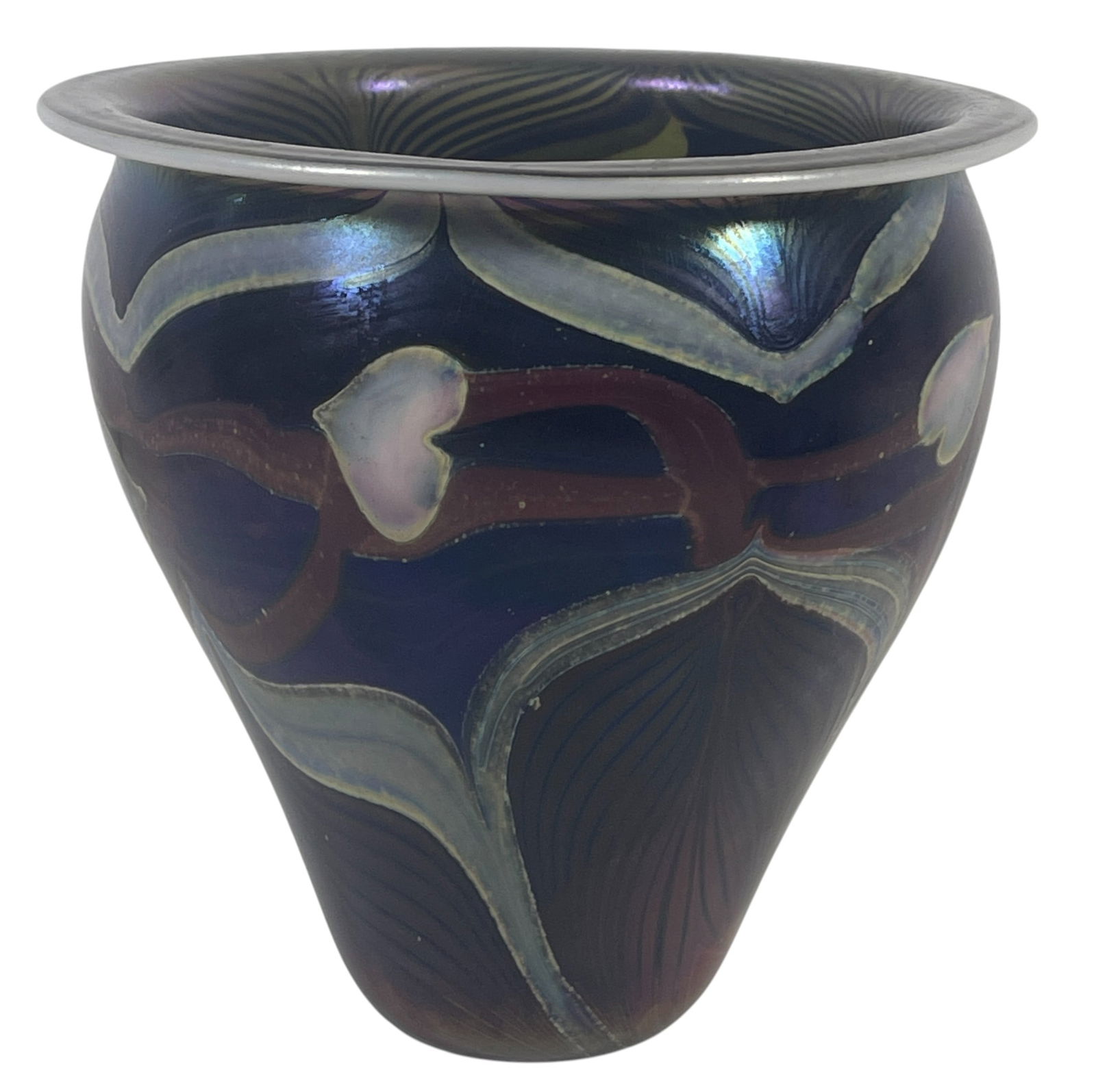 Vintage Orient & Flume Iridescent Studio Glass Vase: Vase measures 5.5 inches high, 5,5 inches across the top. Overall good condition, please see photos.