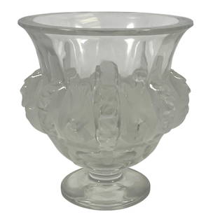 Vintage Lalique Dampierre Vase: Measures 4.75 inches high, 4.5 inches in diameter across the top. Overall good condition, no chips or cracks. Please see photos