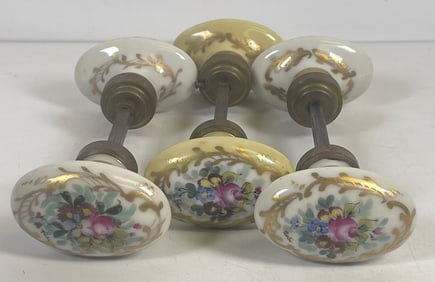 (3) Victorian Porcelain Door Knobs