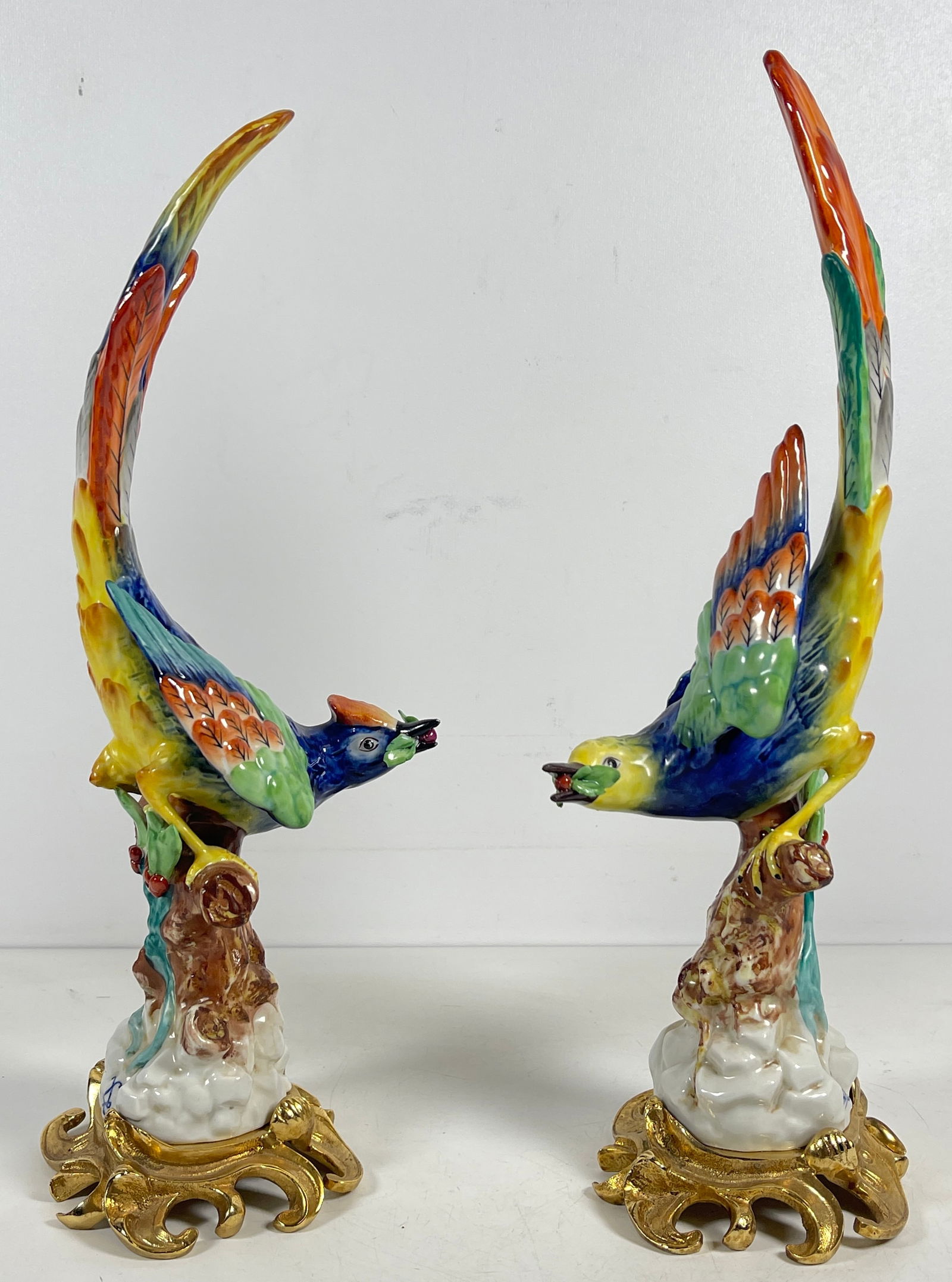 Pair Sevres Porcelain Bird Ormolu Sculptures (1 of 8)