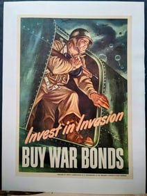 WWII Invest in Invasion Buy War Bonds Poster Harold Lehman