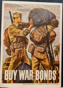 WWII Carry Your Share Buy War Bonds Poster Joseph Hirsch