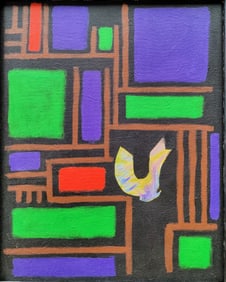 Ron Asche O/C Outsider Art Colorful Abstract Shapes