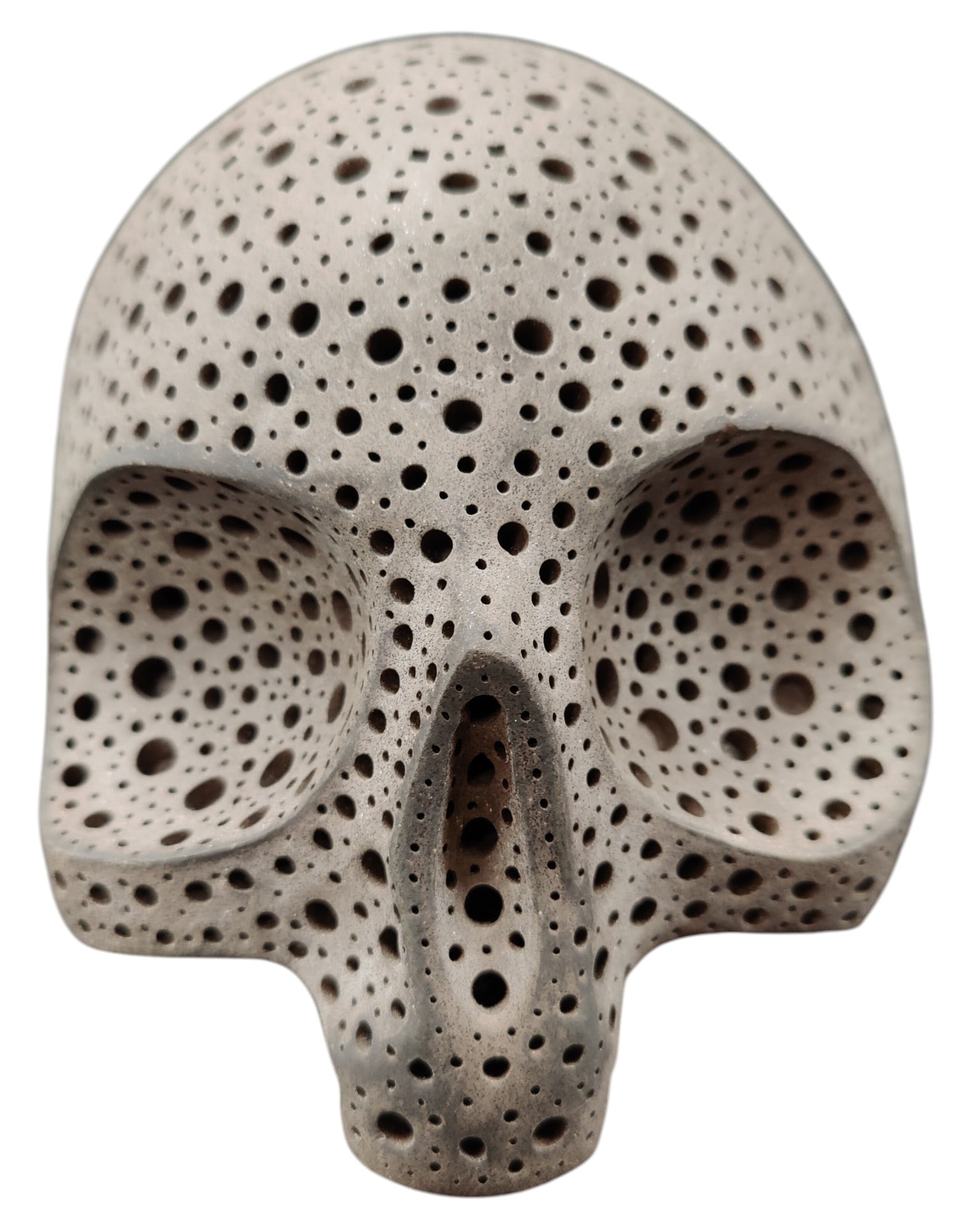 Alexander Ney Hand Carved Terracotta Brown Skull Sculpture (1 of 7)
