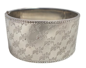 Swarovski Stainless Steel & Pave Crystal Swanflower Bangle Bracelet