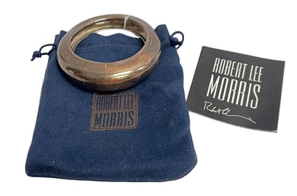 Modernist Robert Lee Morris Sterling Silver Bangle Bracelet with Pouch